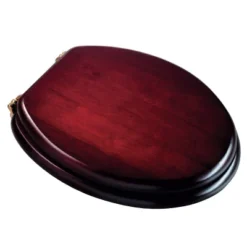 Croydex Mahogany Effect Solid Wood Toilet Seat With Brass Effect Fixings -Shower Room Shop wl515202l